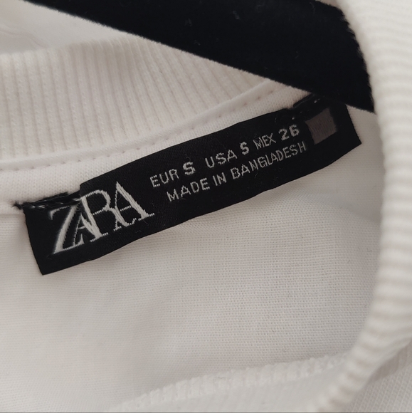 Zara mixed poplin T-shirt White, Size Small - Picture 9 of 10